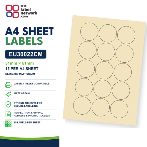 EU30022CM A4 Labels 51mm Circle