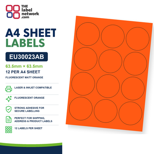 EU30023AB A4 Labels 63.5mm Circle