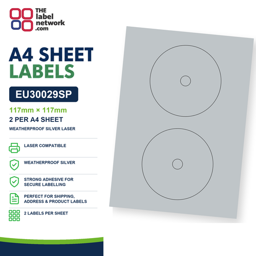 EU30029SP A4 Labels 117mm Circle CD Labels