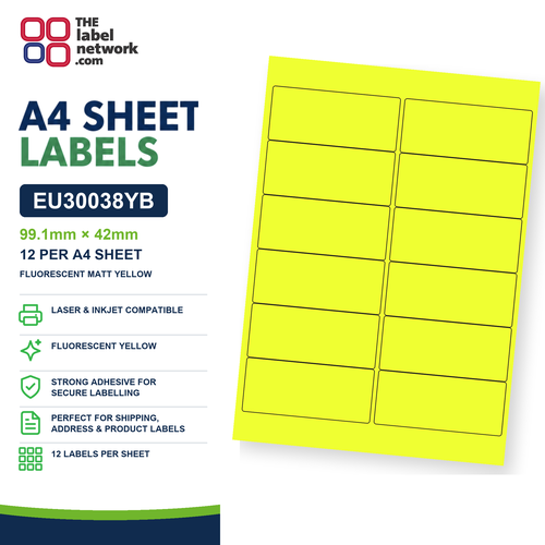 EU30038YB A4 Labels 99.1 x 42mm