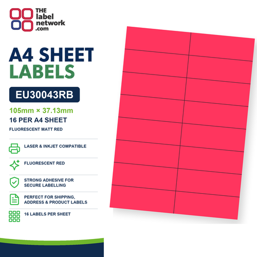 EU30043RB A4 Labels 105 x 37mm