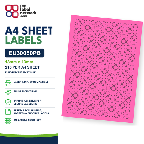 EU30050PB A4 Labels 13mm Circle
