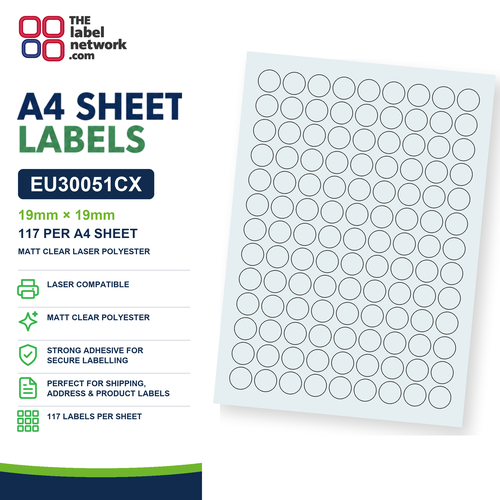 EU30051CX A4 Labels 19mm Circle
