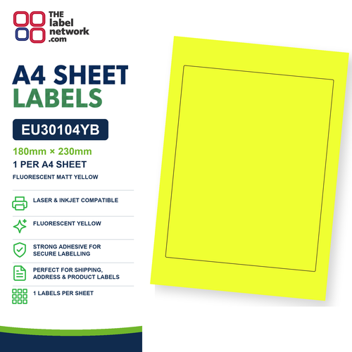 EU30104YB A4 Labels 180 x 230mm