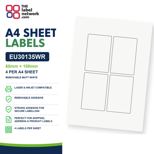 EU30135WR A4 Labels 65 x 100mm