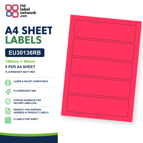 EU30136RB A4 Labels 180 x 50mm