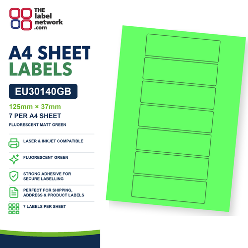 EU30140GB A4 Labels 125 x 37mm