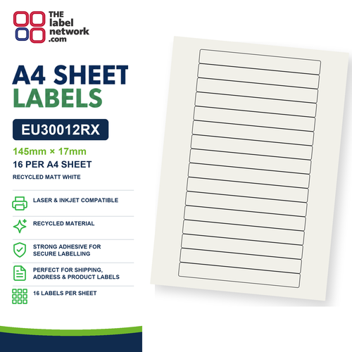EU30012RX A4 Labels 145 x 17mm