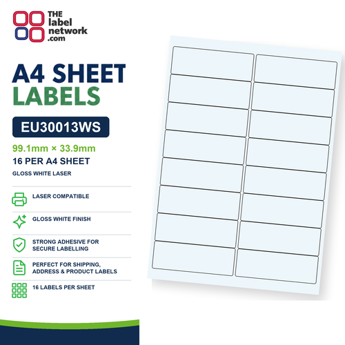 EU30013WS A4 Labels 99.1 x 33.9mm