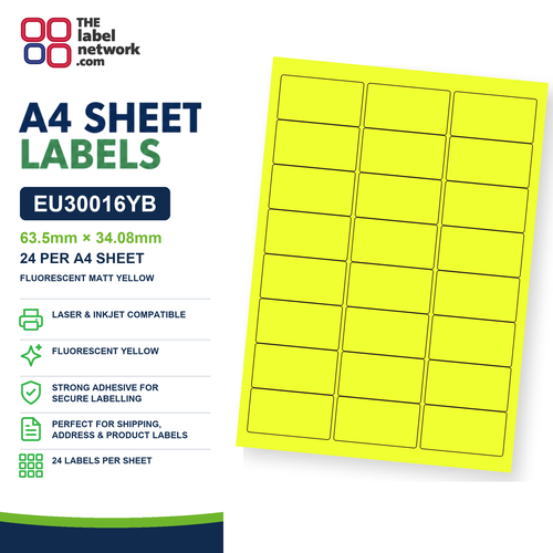 EU30016YB A4 Labels 63.5 x 33.9mm