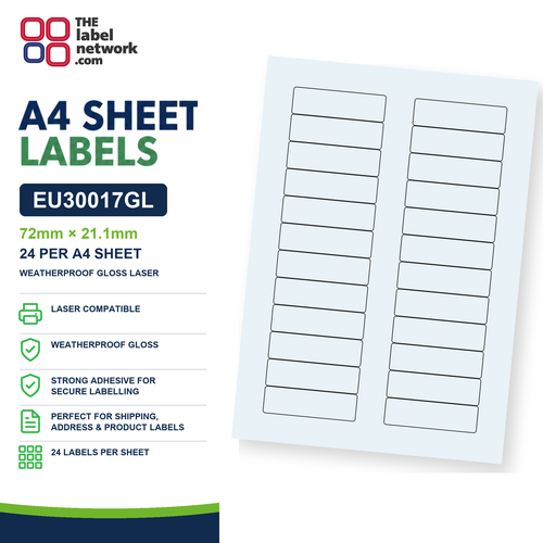 EU30017GL A4 Labels 72 x 21.1mm