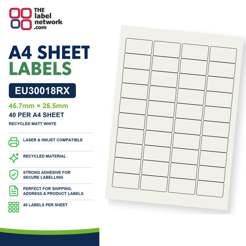 EU30018RX A4 Labels 45.7 x 25.5mm