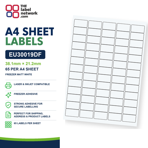EU30019DF A4 Labels 38.1 x 21.2mm