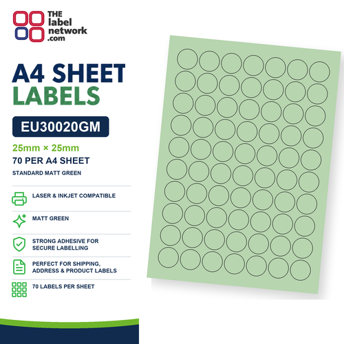 EU30020GM A4 Labels 25mm Circle