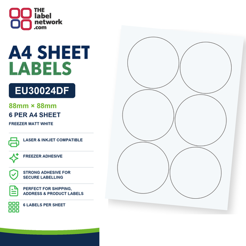 EU30024DF A4 Labels 88mm Circle