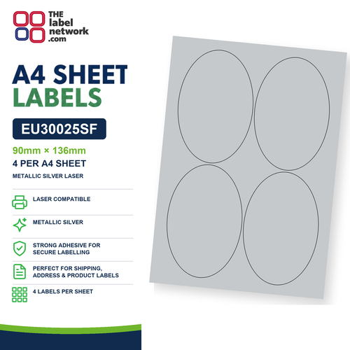 EU30025SF A4 Labels 90 x 136mm Oval
