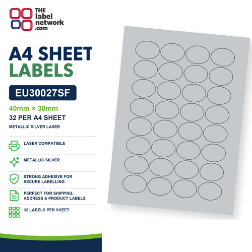 EU30027SF A4 Labels 40 x 30mm Oval