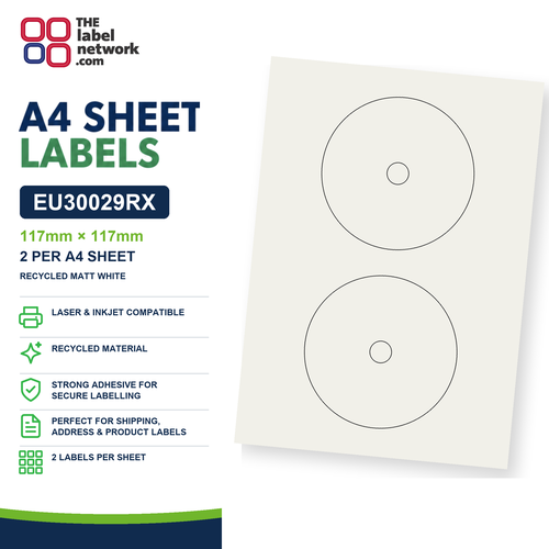 EU30029RX A4 Labels 117mm Circle CD Labels