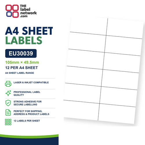 EU30039 - A4 Labels 105MM X 49.5MM