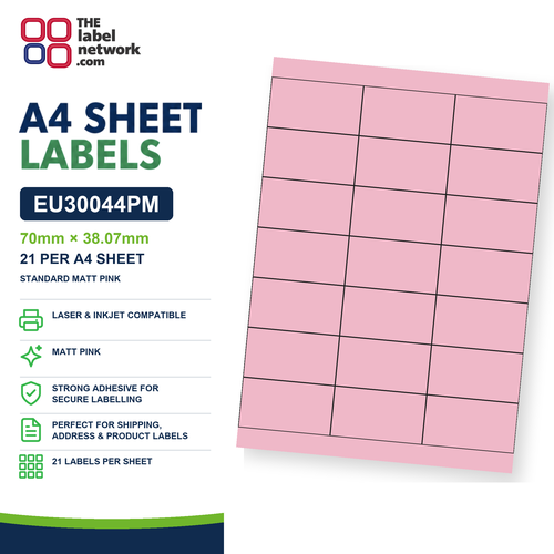 EU30044PM A4 Labels 70 x 38.1mm