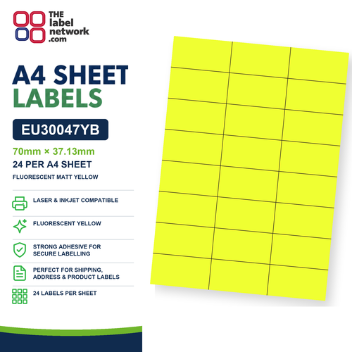 EU30047YB A4 Labels 70 x 37mm