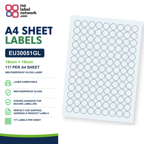 EU30051GL A4 Labels 19mm Circle