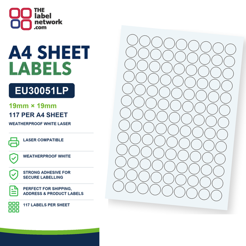 EU30051LP A4 Labels 19mm Circle