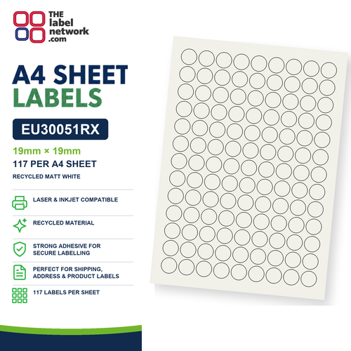 EU30051RX A4 Labels 19mm Circle