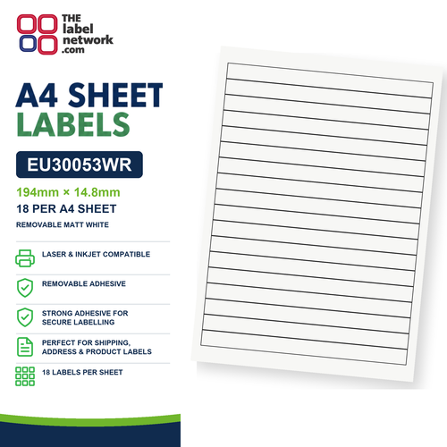 EU30053WR A4 Labels 194 x 14.8mm