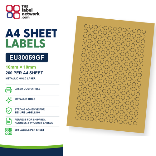 EU30059GF A4 Labels 10 x 10mm