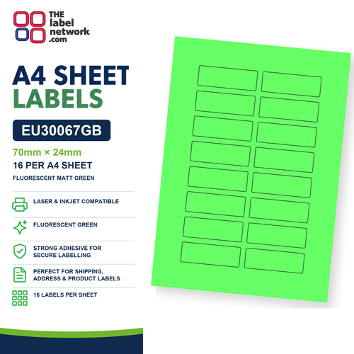 EU30067GB A4 Labels 70 x 24mm