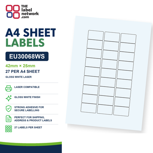 EU30068WS A4 Labels 42 x 25mm