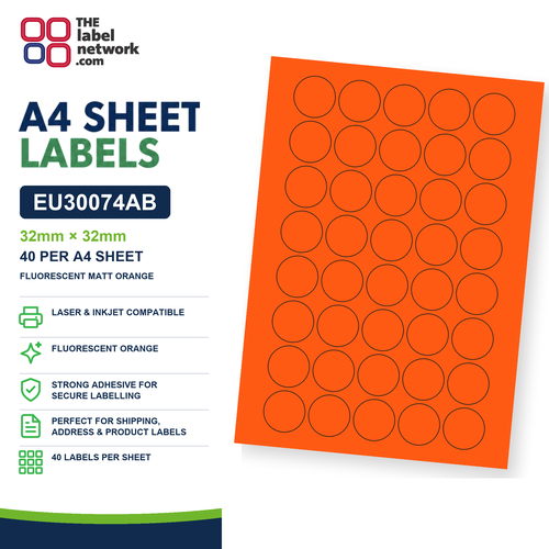 EU30074AB A4 Labels 32mm Circle