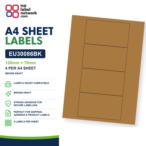 EU30086BK A4 Labels 125 x 70mm
