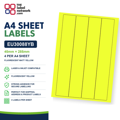 EU30088YB A4 Labels 45 x 285mm