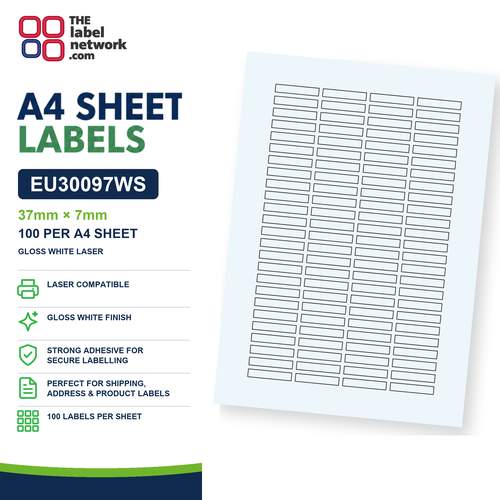 EU30097WS A4 Labels 37 x 7mm