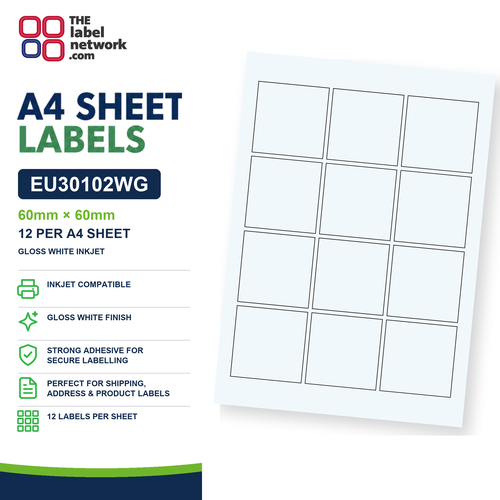 EU30102WG A4 Labels 60 x 60mm