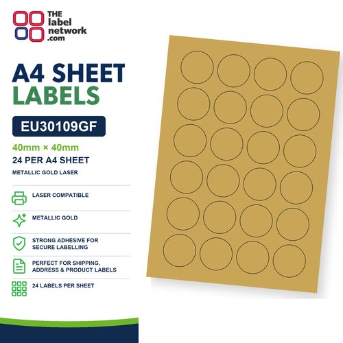 EU30109GF A4 Labels 40mm Circle