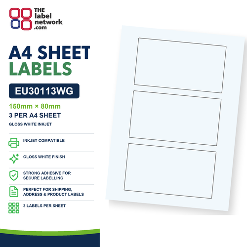 EU30113WG A4 Labels 150 x 80mm