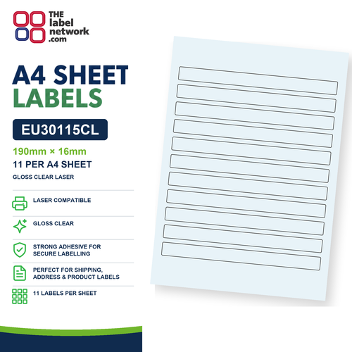 EU30115CL A4 Labels 190 x 16mm