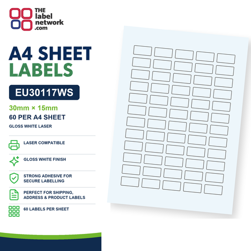 EU30117WS A4 Labels 30 x 15mm