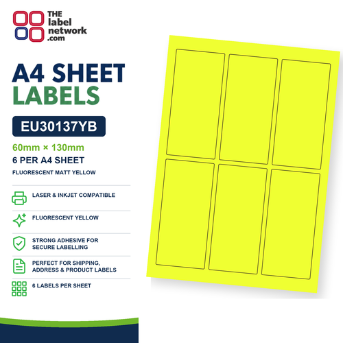 EU30137YB A4 Labels 60 x 130mm