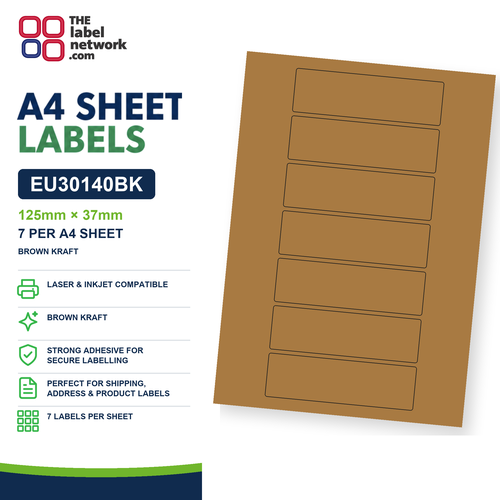 EU30140BK A4 Labels 125 x 37mm