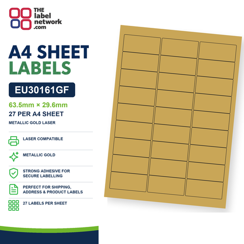 EU30161GF A4 Labels 63.5 x 29.6mm