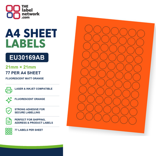 EU30169AB A4 Labels 21mm Circle