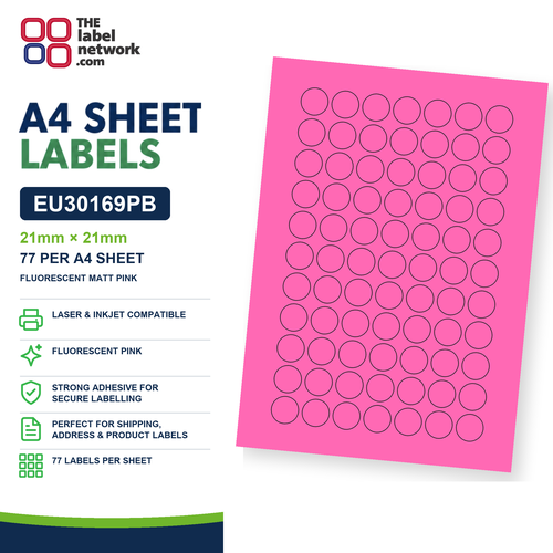 EU30169PB A4 Labels 21mm Circle